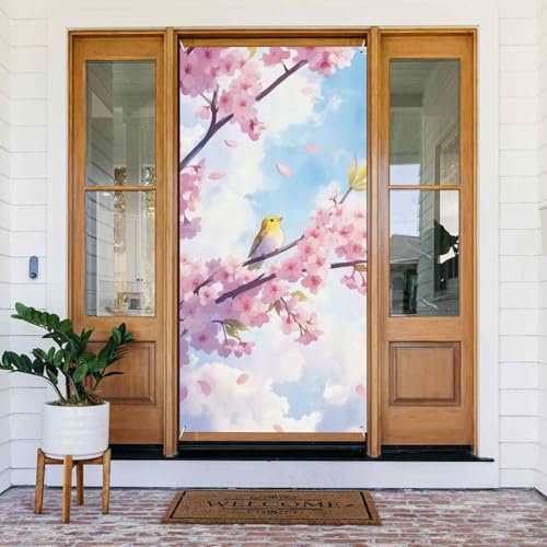 Kirschblüten Türabdeckung Aquarell Rosa Kirsche Dekoration Banner Kirschblüten Türabdeckung Dekorative Lieferungen Innen Außen Türdekoration Türdekoration