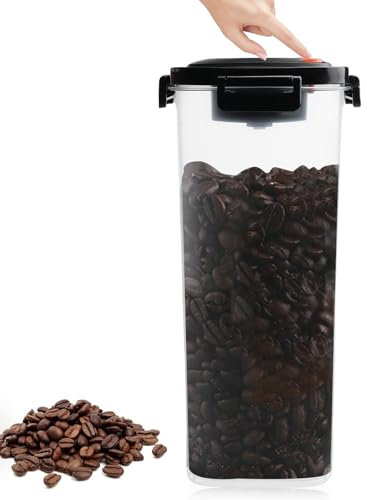 【Kaffeedose mit Vakuumdeckel】 1800 ml Acryl-Kaffeedose mit schwarzem Deckel, luftdichte Kaffeedose für Tee, Nüsse, Kakao, bleibt länger frisch