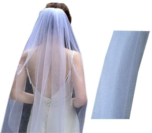 WTRYT Schleier 1 Stück Brautschleier mit kamm Glitzer Brautschleier hochzeitsschleier mit metallkamm Brautschleier lang Braut Tüll Brautschleier kurz brautkleid Schleier Hochzeit Zubehör Haarschmuck