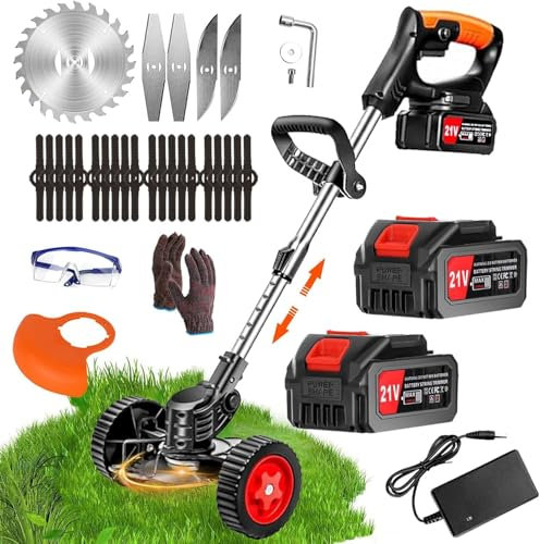 Strimmer Cordless Electric Garden Strimmer Cordless Grass Trimmer with 21v 4.0mah Battery Strimmers Lightweight Cordless Strimmers with Battery And Charger for Small And Medium Garden Lawns