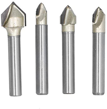 Jeu de fraises à rainurer en V de qualité industrielle, diamètre de coupe à 90 degrés, tige de 1/4, 5/16, 3/8, 1/2 pouce, pointe en carbure de tungstène pour fraiseuses CNC,