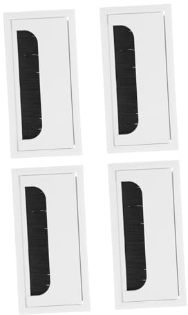 BAZEITFLOW 4 Piezas Cubiertas para Orificios de Cables con Cepillo Pasacables para Escritorio de Oficina Tapa para Gestión y Prevención de Polvo Color Blanco