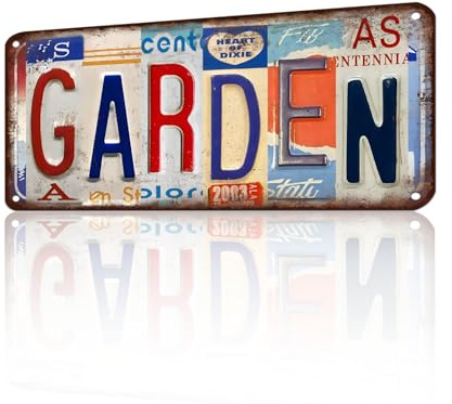 Vintage License Plate Wall Decor Garden Tin Sign for Home Office Garage Bar Restaurant Living Room Garden Yard 12 x 6 Inches (25186)