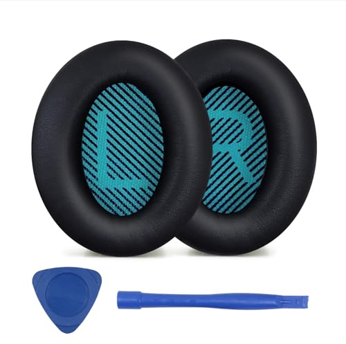 Replacement Ear Pads for Bose QuietComfort 35 (QC35) Over-Ear Headphones, Earpads Also Fit for Quiet Comfort 35 II (QC35II) Headphones. (Black/Blue)