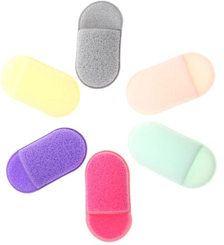 FOMIYES Spugnette Pulizia Viso Facili da Trasportare 6 Pezzi in Spugna Riutilizzabili per Rimozione Make-up e Esfoliazione Delicata Colore Casuale per Pelle Viso Pulita e Fresca