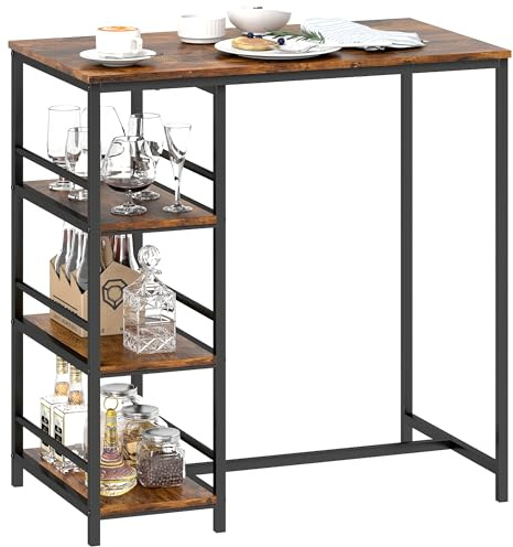 HOMCOM Table de Bar Mange-Debout Acier 90 x 50 x 90,5 cm Brun Rustique Noir