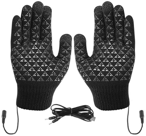 Xujuika Guantes de calefacción – Guantes Resistentes al Viento para Pantalla táctil, Guantes elásticos con calefacción USB, para Mujeres y Hombres, Ciclismo al Aire Libre, Correr, esquí, montañismo