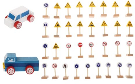 LABRIMP Simulation de Panneaux de Signalisation Bois Jeux Cognitifs Panneaux de Sécurité Apprentissage du Code Route