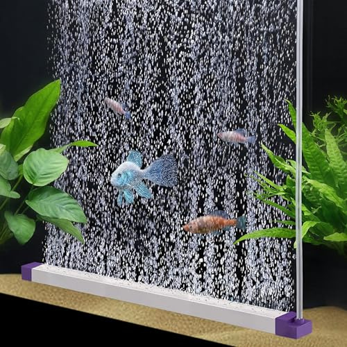 HSHTAM 40cm Fish Tank Air Bubbler, Aquarium Bubble Curtain Wall Quiet High Dissolved Oxygen Diffuser Fish Tank with 2m Air Tube Purple White Micro Bubble Diffuser (Accessories Included)