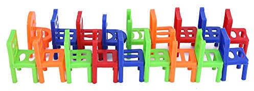 Picysa Kinderspiel 21×15×4 18-teiliges Set Kunststoff-Stapelstuhl, Lernspielzeug, Intelligentes Spielzeug für, Brettspiele, Stuhl-Stapelturm-Spiel