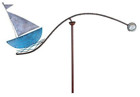 Windspiel für den Garten - Motiv: Segelboot - Länge 59cm - Hochwertiger Gartenstecker