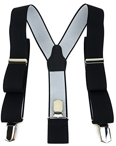 TigerTie Unisex Hosenträger in Y-Form mit 3 extra starken Clips - Farbe in einfarbig Uni - hochwertige Verarbeitung - Breite 35 mm