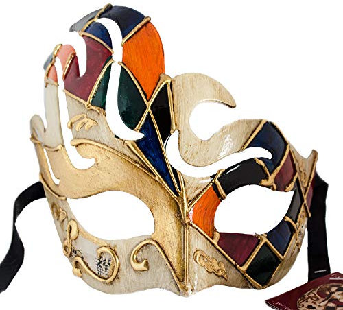LannaKind Handgefertigte Venezianische Maske Augenmaske Gesichtsmaske Maskenball Damen und Herren rot (C03e)