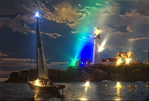 Samarkand - Lights LED-Bild mit Beleuchtung LED- Bilder Leinwandbild 65 x 45 cm BOOT/SEE/NATUR Leuchtbild Wandbild