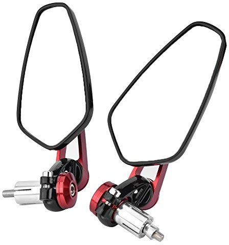 Specchi retrovisori per moto universali, specchi laterali grandangolari per moto Moto in lega di alluminio 7/8 22mm specchi retrovisori laterali lato barra(Rosso)
