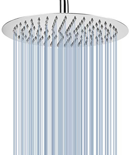 Soffione Per Doccia da 25cm Voolan, Testa Doccia Tonda ad Alta Pressione in Inox 304, Ti Offre Un'Esperienza di Doccia Confortevole Anche a Basse Pressioni d'Acqua e Consente (Cromo)