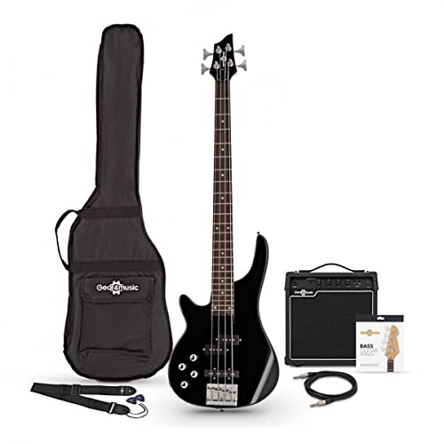 Gear4music Chicago Bassgitarre Set Linkshänder mit 15W Verstärker