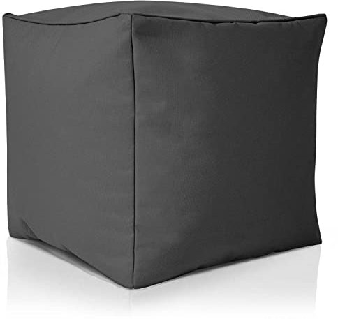 Green Bean Sitzsack-Hocker 40x40x40cm mit EPS-Perlen Füllung - Fußhocker Fußkissen Sitz-Pouf für Sitzsäcke - Bodenkissen für Kinder und Erwachsene - Fußablage Sitzkissen Sitzhocker Anthrazit