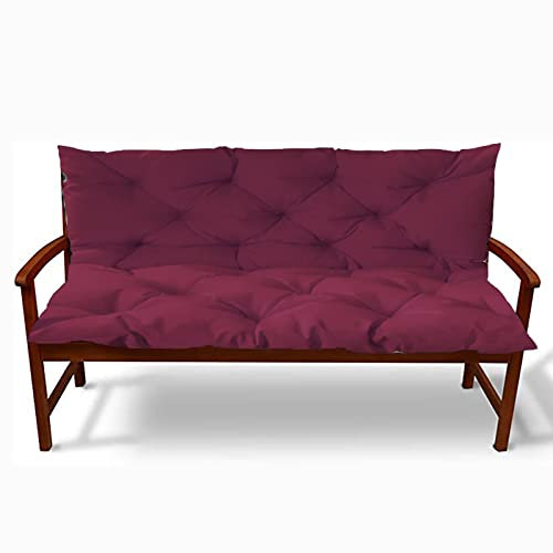 2 oder 3 Sitzer Garten Überpolsterte Schaukelauflage für Gartenmöbel Schaukel-Ersatzkissen Liege-Ersatz-Sitzmatte Outdoor/Indoor-Bankkissen mit Rückenlehne (Wine Red 39x39x4in)