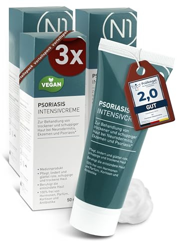 N1 Psoriasis Intensivcreme 150 ml - Creme gegen Schuppenflechte & Juckreiz | Schnelle Hilfe bei Neurodermitis, Ekzeme & starkem Juckreiz - Beruhigt und lindert schuppige, entzündete & trockene Haut