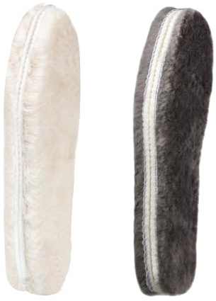CCSOFTIME 2 PAIA Solette Pelo di Agnello per Donna Uomo, Spesse Calde Soletta Montone per Invernali, Lana Solette Piedi, Soletta Termiche per Scarponi, Grigio Beige EU38