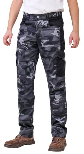 WORK IDEA - Pantaloni Cargo da Lavoro da Uomo, con Tasche Interne al Ginocchio