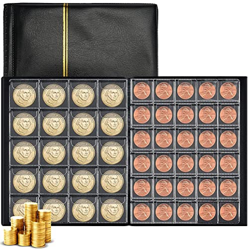 250 Taschen Coin Album,21.8x16.8cm Münzsammlung Album,Sammelalbum für Münzen,10 Seiten Münzsammlung Münzalbum,Sammler Münzalbum,Münz Sammelalbum,für Münzen,Briefmarken,Marken,Medaillen,Abzeichen