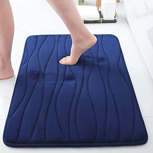 Homaxy Memoryschaum Badezimmerteppich Badematte - Marineblau, 60x120 cm | mikrofaser-korallensamt gefühlt, weich & komfortabel, rutschfeste rückseite, ultra saugfähig, pflegeleicht, waschbar