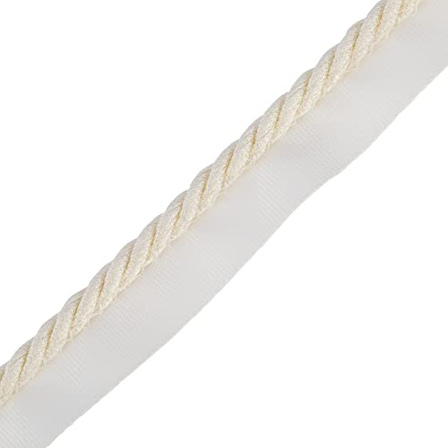 Flange Cord - 19mm Cotton Piping Cord for Sewing, Cushions, Upholstery Ribbon Cord Flanged Piping Trim Cushion Piping Sewing Thread Plait Furnishing Flange Cord Piping for Cushions (Cream,5m)