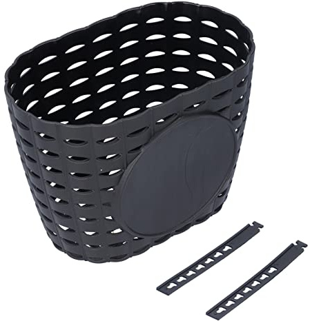 HEITIGN Cesta de Bicicleta para Manillar Delantero, Cesta de Almacenamiento de Bicicleta de Plástico Grueso, Cesta Colgante de Compras para Bicicletas para Niños, Scooters, Triciclo (Negro)