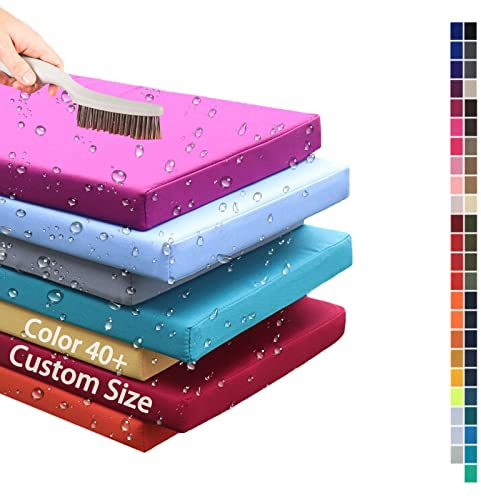 Samnuerly Wasserfestes Bankkissen Bankauflage Outdoor Sitzkissen Bank, Benutzerdefinierte Größe 47 Farben Stuhlkissen, 3cm Dicke Sitzkissen Rutschfestes für Innensofa/Gartenkissen