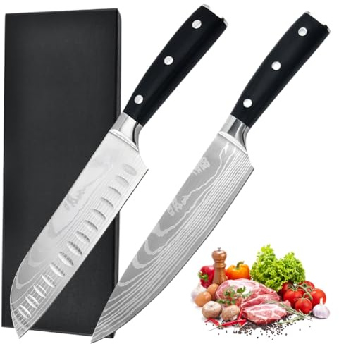 Astylway Kochmesser 17cm Santokumesser 5Cr15MoV Handgeschmiedetes profi Küchenmesser aus Deutschem Hochwertigem Carbon Stahl Original scharfes Allzweckmesser Fleischmesser mit Holzgriff