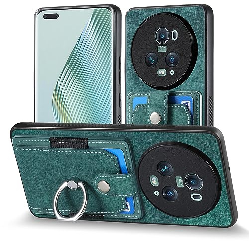 MOJIA Hülle für Honor Magic5 Pro 5G (Magic 5 Pro), Ultra Dünne Anti-Fall TPU Handyhülle, Kartenhalter Multifunktionshülle mit Halterungsring. Grün