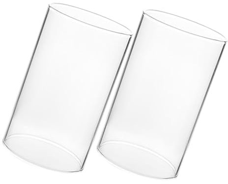 Housoutil 2piezas Protector para Velas Cúpula De Vidrio Transparente Cilíndrica Antiventana para Decoración Hogar y Oficina con Diseño Simple y Elaboración Delicada