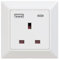 Ucomen Single Socket with Dual USB Charging Ports type A and C, (1-Gang, 13A), 1 pack,white