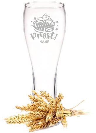GRAVURZEILE Leonardo Weizenglas mit Gravur - Prost Bier - Personalisiert mit Namen - Geschenke für Papa zum Vatertag - Geschenk für Bierkenner - Geschenkidee für Ihn Männer zum Geburtstag - 500 ml