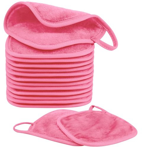 Nineigh 15 Pezzi Panno Struccante Viso, 15 x 15 cm Microfibra Riutilizzabile e Lavabile, Ultra Morbido per Cancellazione Giornaliera Cosmetico, Rose