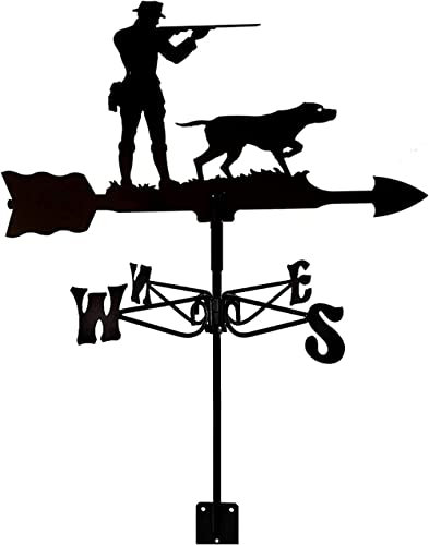 Wetterfahne aus Edelstahl, Wetterfahne, Gitarrenfigur, praktische Windrichtungsanzeige, Retro-Messwerkzeuge, Bauernhof-Szene, Zuhause, Outdoor, Garten, Basteln, Ornament, Jäger, Ja
