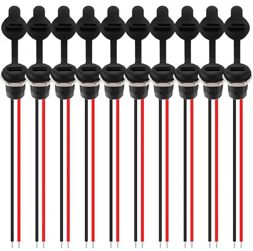 Lewttyer 2 Draht 22awg Type c buchse 3A 2-Polige USB C Einbaubuchse Mit Kabel für Panelmontage 3A Schnelllade-Typ-C-Buchse mit Schnappnut Schnalle(10 pcs