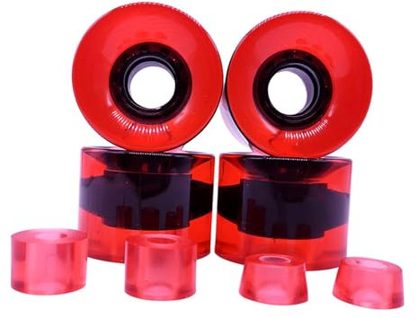 QSTDGVPW 4 Stück Skateboard Räder, Cruising Räder, 60 MM X 45 MM, 78 A, Verschleißfeste PU Longboard Räder, Roller für Alle Gelände Abfahrten, Klares Rot