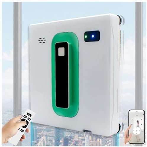 PLABNK Robot Lavavetri Sottile (21,5×21,5×6,8 Cm), Doppio Spruzzo d'Acqua/Pulizia Profonda+ Facile da Usare, Metodo di Controllo: Telecomando+App, per Finestre Esterne/Interne,One Size