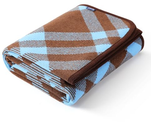 ACUSHLA Coperta scozzese in lana merino, grande, calda, lavabile, in tartan, coperta da soggiorno, per letto, divano, auto, ufficio, picnic, viaggi, per tutte le stagioni, (160 x 200 cm, blu scozzese)