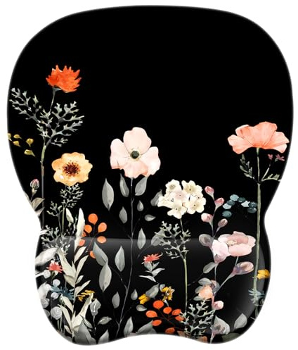 EooCoo Tapis de Souris Gaming, Tapis Souris Bureau, Petites Fleurs | Repose-Poignet Ergonomique Mouse Pad, Surface Agréable, Glisse Fluide, Base Antidérapante, Compatible Toutes Souris