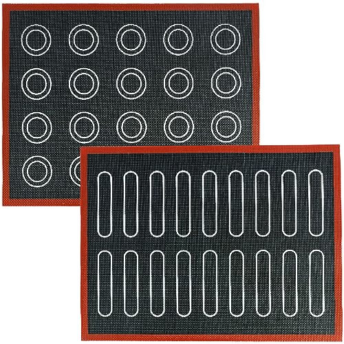 2 Tapis de Cuisson en Silicone, Tapis de Four Micro-Perforés en Silicone, sans BPA, Antiadhésifs, Résistants, Tapis de Cuission en Silicone, Macaron Baking Mats, Tapis de Four pour Macarons(30*40cm)