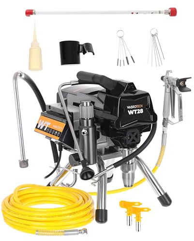 WABROTECH® WT28 Farbsprühsystem Wandfarbe 2200 W - 227 Bar Hochdruck Airless Farbsprühgerät - Airless Spritzgerät 2,8 L/min - Farbspritzgerät 50000 m2/J - Lackierpistole mit Schlauch 15 m - 1/4