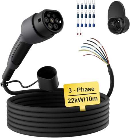 dé Typ 2 Ladekabel offenes Ende 22kW [3-Phasen| 10m| 32A] Freiem Kabelende für Wallbox/Ladestation Ersatzkabel