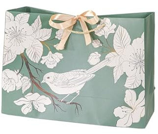 Papiertüten Mit Griffen 4 stücke Mode Grün Papier Geschenk Tasche Mit Bogen Schmuck Kleidung Bücher Gelb Griff Karton Weihnachten Geschenk Tasche Verpackung Papiertragetaschen(42x30x15cm)