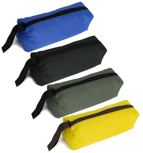 Lot de 4 petits sacs à outils en 4 couleurs - Petit sac de rangement avec fermeture éclair - Mini sac à outils - Sac de rangement pour pinces et clés