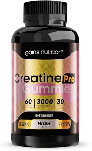 GN Gommose Creatine Pro | 60 Caramelle Masticabili di Creatina per Uomini e Donne - 3000 mg di Creatina Monoidrato per Dose | Gusto Fragola e Banana, non OGM e Adatto per Vegani e Vegetariani