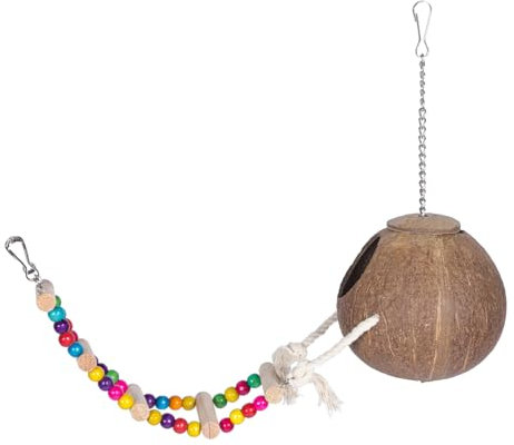 TOGEVAL Vogelhäuschen zum Aufhängen Vogelnest Kokosnuss-Vogelschalen-Brutnest leicht zu tragende Leiter für Vögel